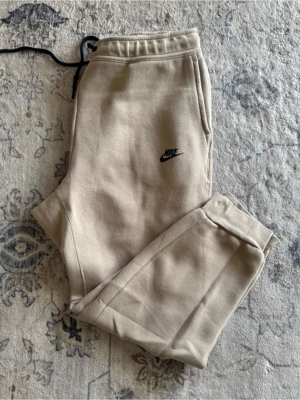 Nike Cream/Tan Jogger Pants with Black Swoosh